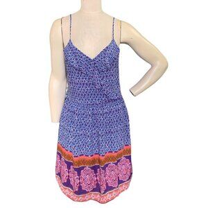 Xhilaration Wrap-V-Neck Sun Dress BOHO Batik Colorful XXL Purple #133J
